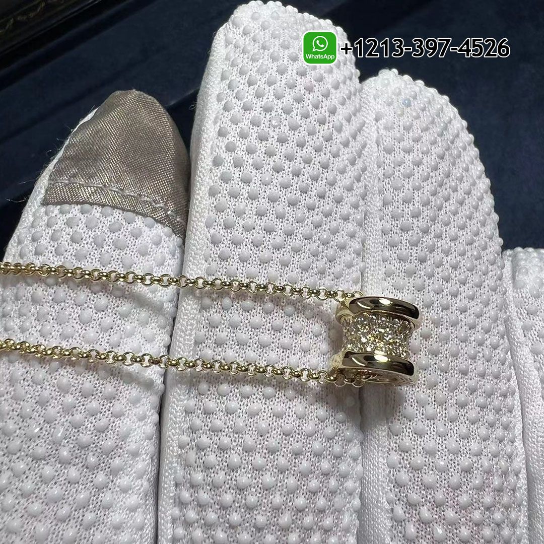 Bvlgari B.zero1 Necklace With 18k Yellow Gold Pendant Set with Pavé Diamonds on the Spiral