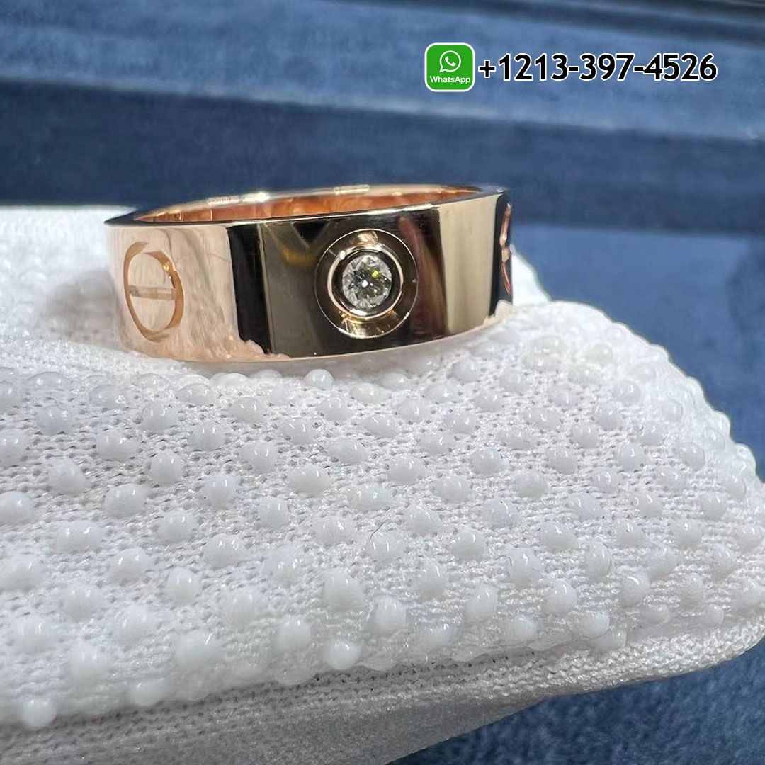 Cartier 18k Rose Gold 3 Diamonds 5.5MM LOVE Ring B4087500