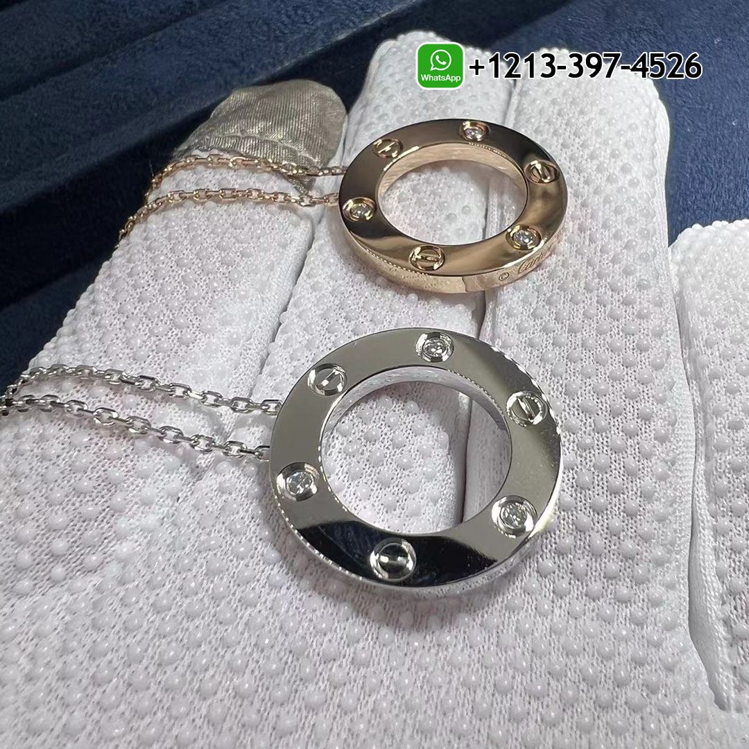 Cartier 18k Rose Gold 3 Diamonds LOVE Pendant Necklace B7014700