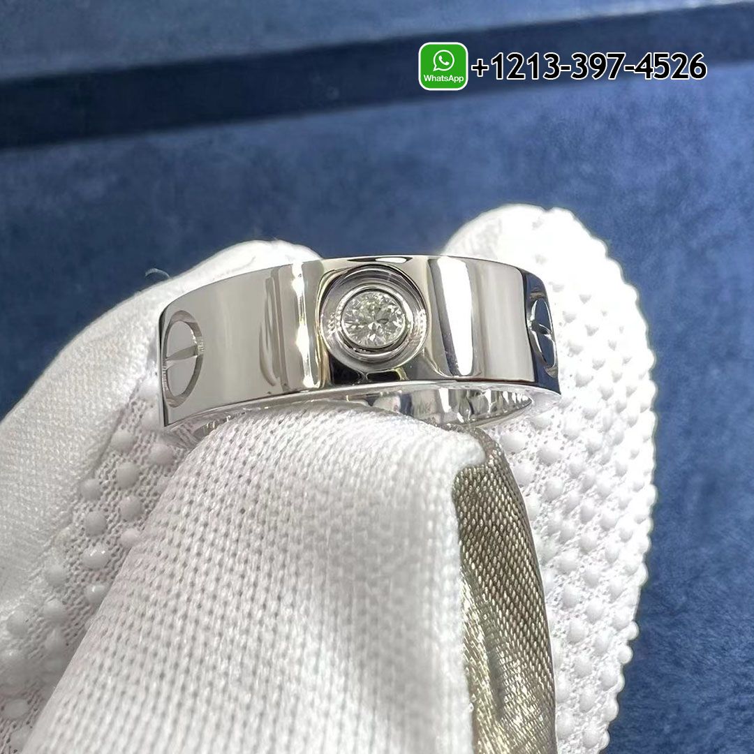 Cartier 18k White Gold 5.5mm Band 3 Diamond Love Ring B4032500
