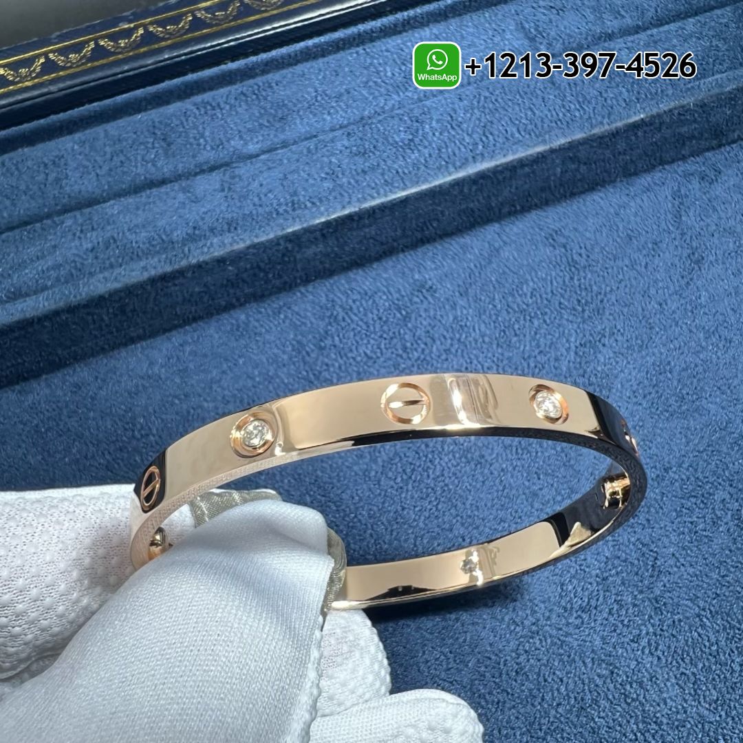 Cartier 4 Diamonds Love Bracelet 18K Rose Gold B6069917