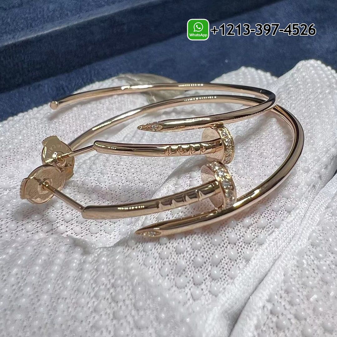 Cartier Juste un Clou 18k Rose Gold Diamonds Large Model Nail Hoop Earrings B8301212