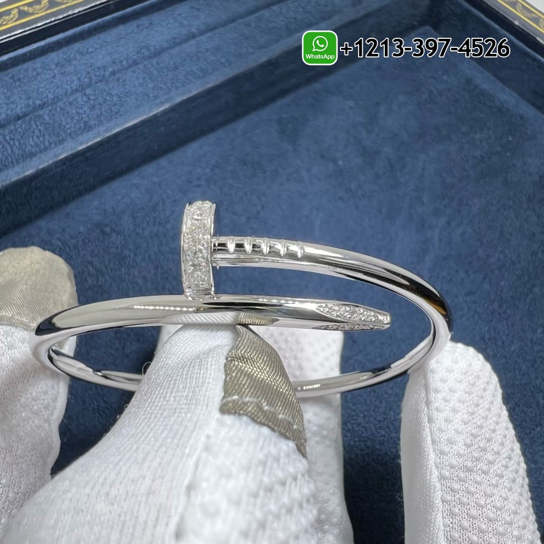 Cartier Juste un Clou Diamond 18k White Gold Nail Bangle Bracelet B6048717