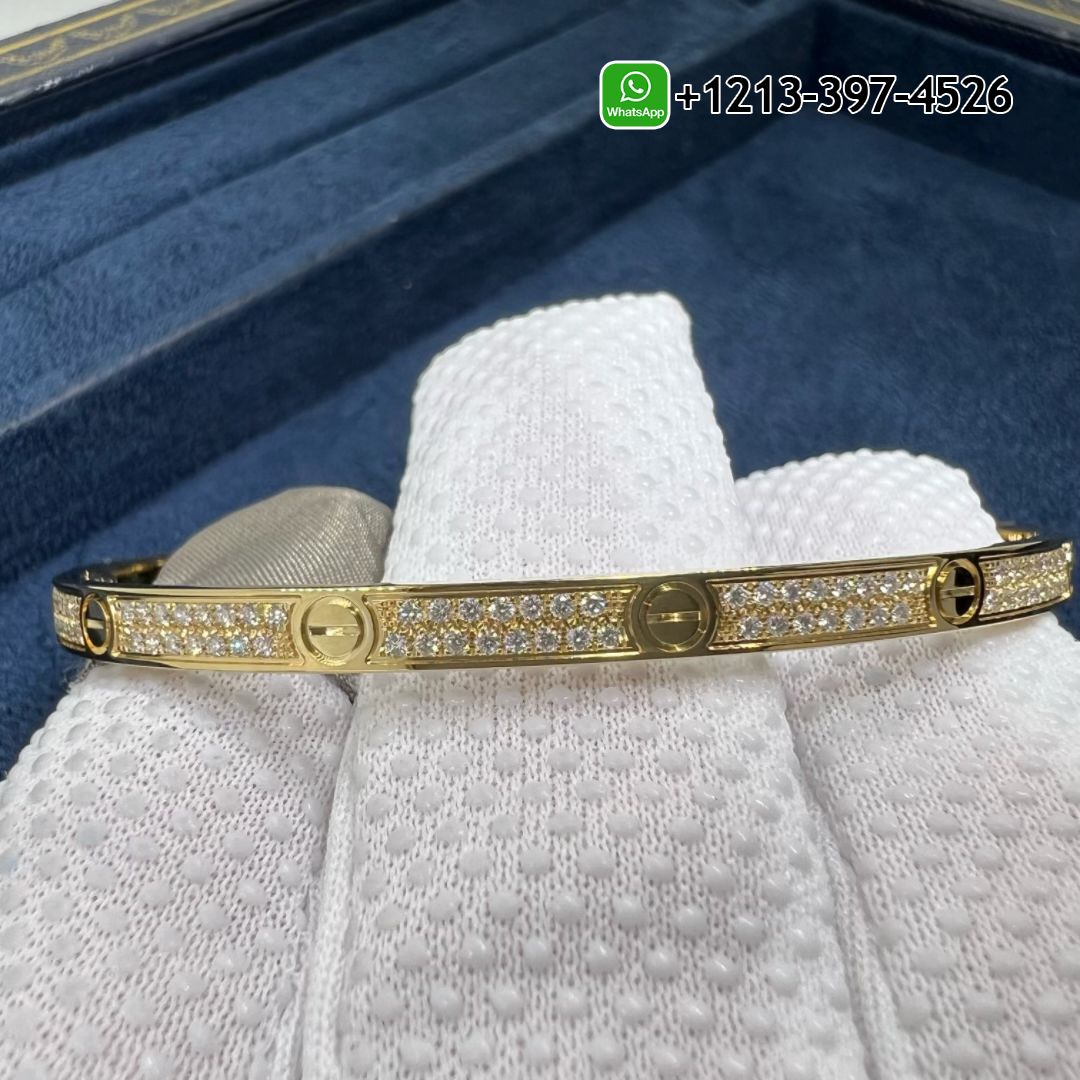 Cartier Love Bracelet Pave Diamonds Small Model 18k Yellow Gold N6710617