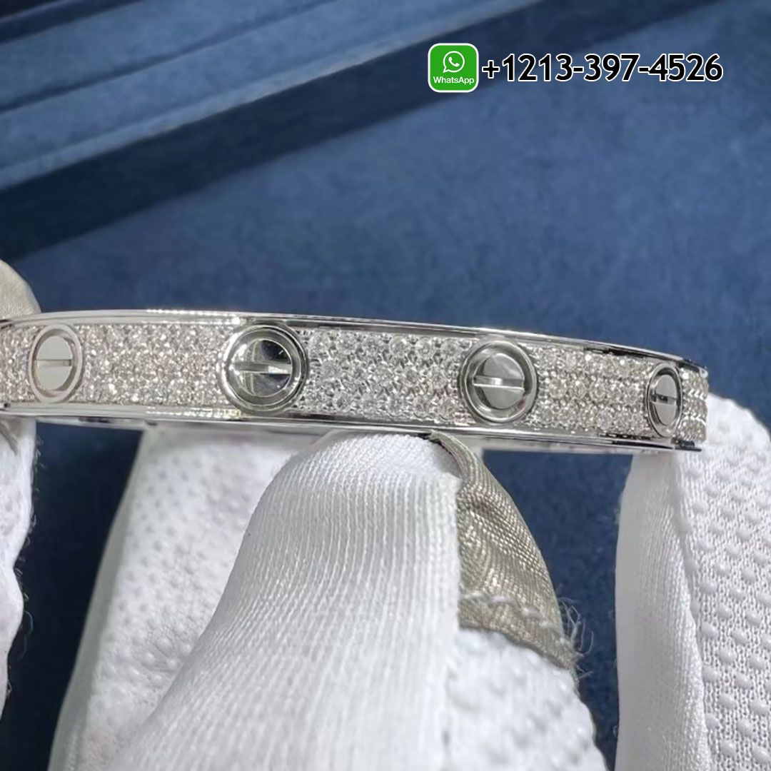 Cartier Love Pave Diamond Bracelet 18k White Gold N6717617