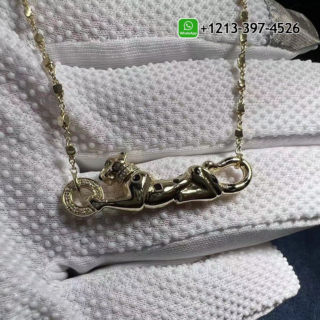 Cartier Panthere de Cartier Diamond Tsavorite 18K Yellow Gold Necklace B7224737