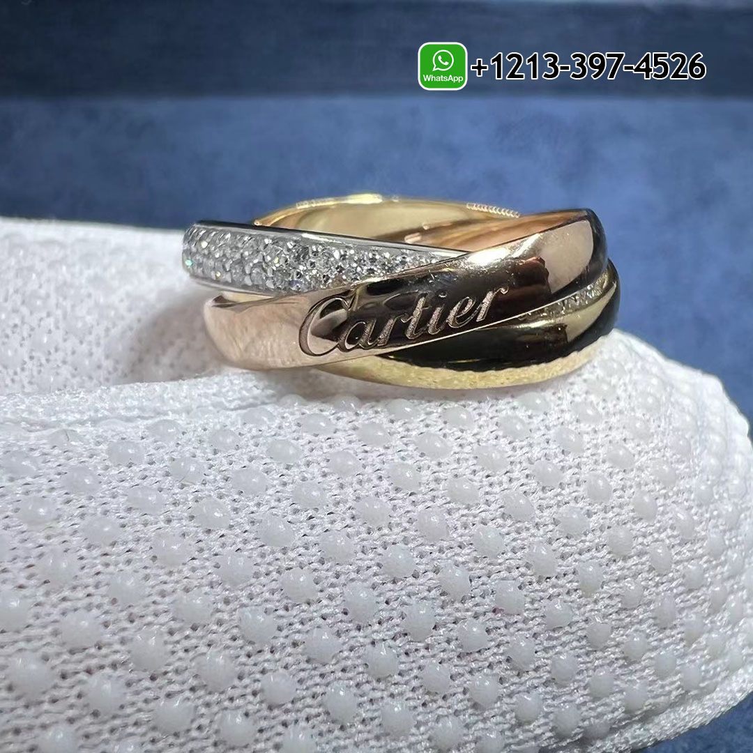 Cartier Trinity De Cartier Classic Diamond & 18k Three Tone Gold Rolling Ring B4235900