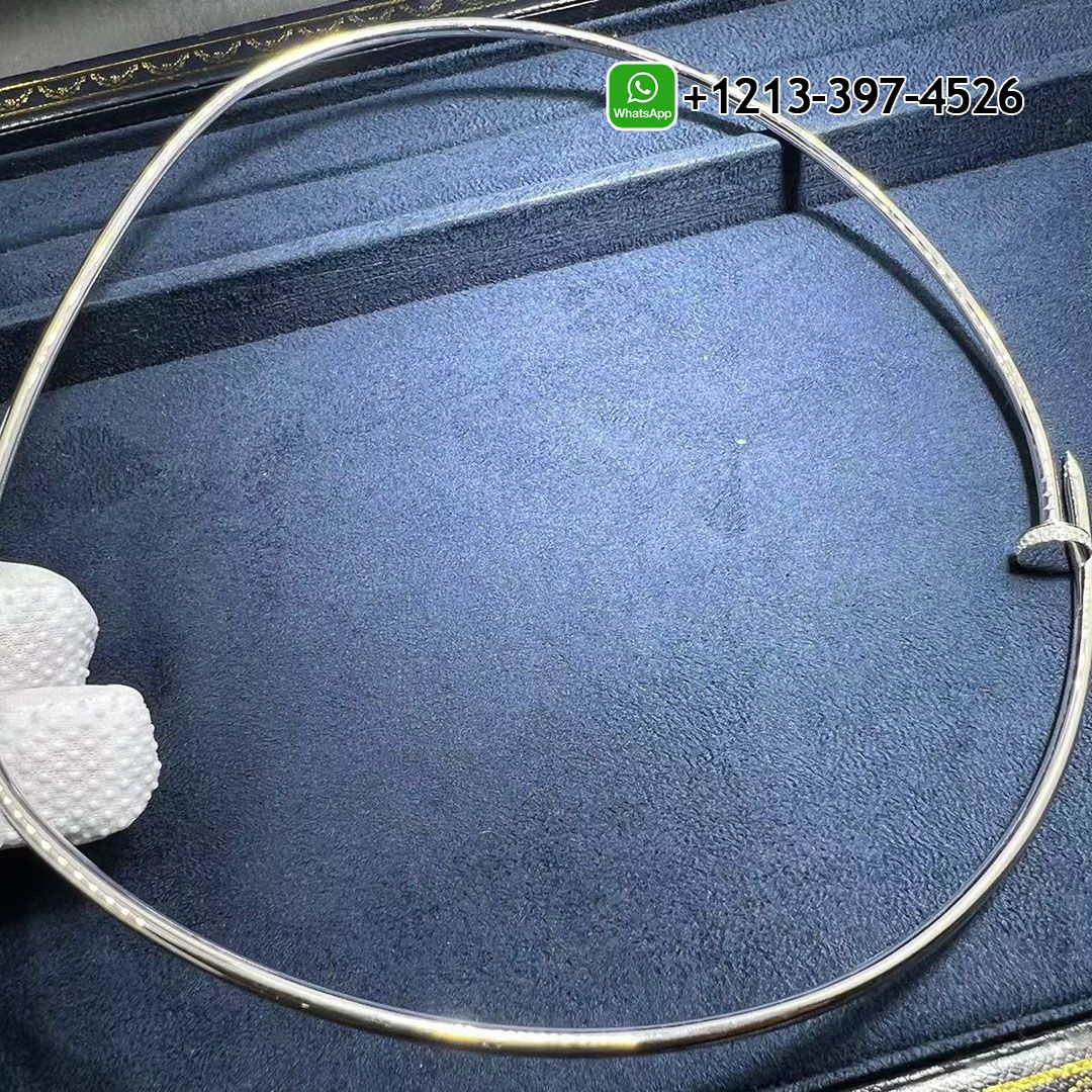 Custom Made Cartier Juste un Clou 18K White Gold Diamond Small Model Nail Necklace