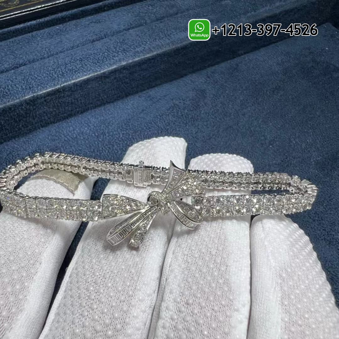 Graff Tilda’s Bow Classic Diamond Double Strand 18K White Gold Bracelet RGB314