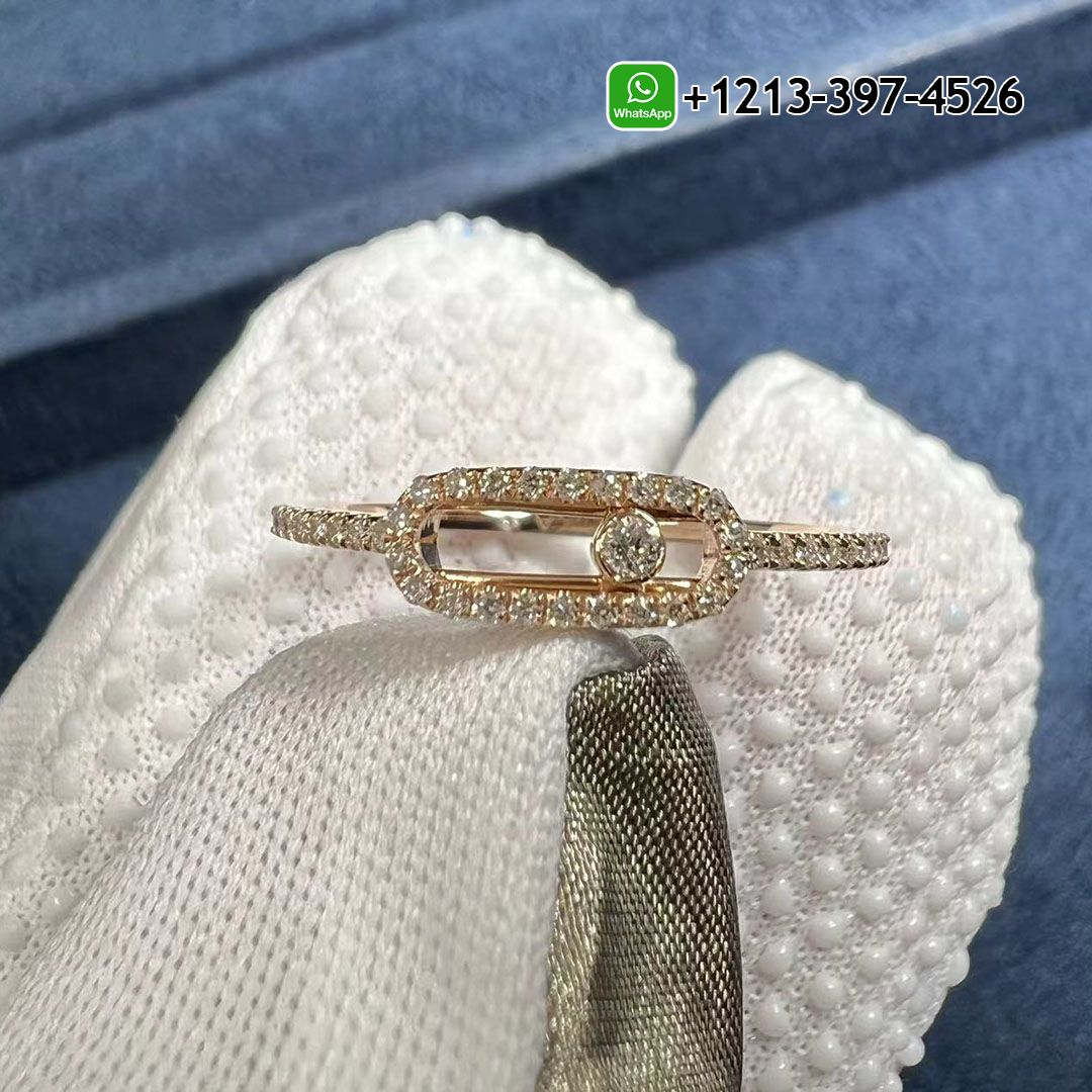 Messika Move Uno Pave Diamond Large Model 18k Rose Gold Ring