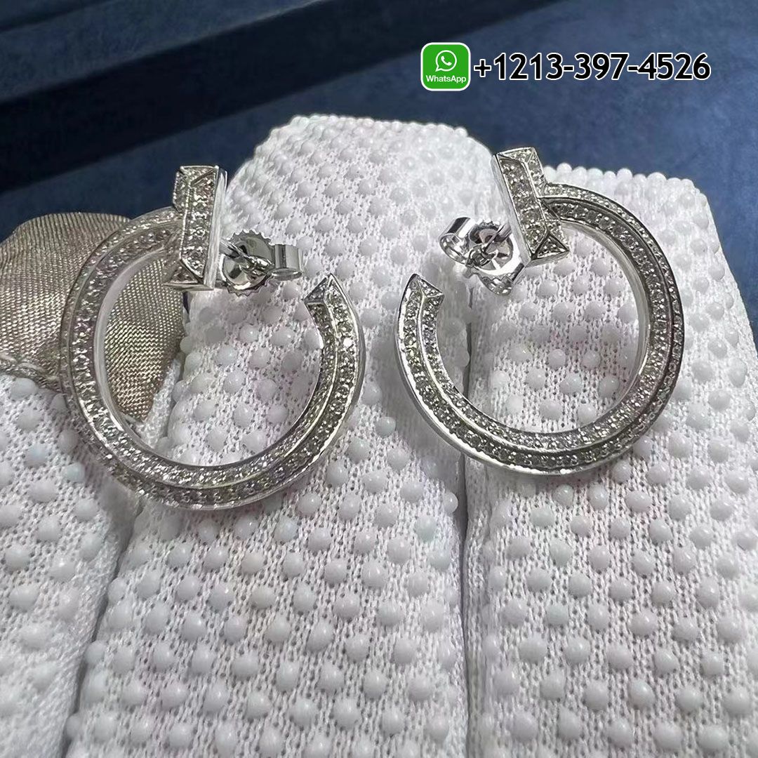 Tiffany 18k Rose Gold Diamond T T1 Open Hoop Earrings