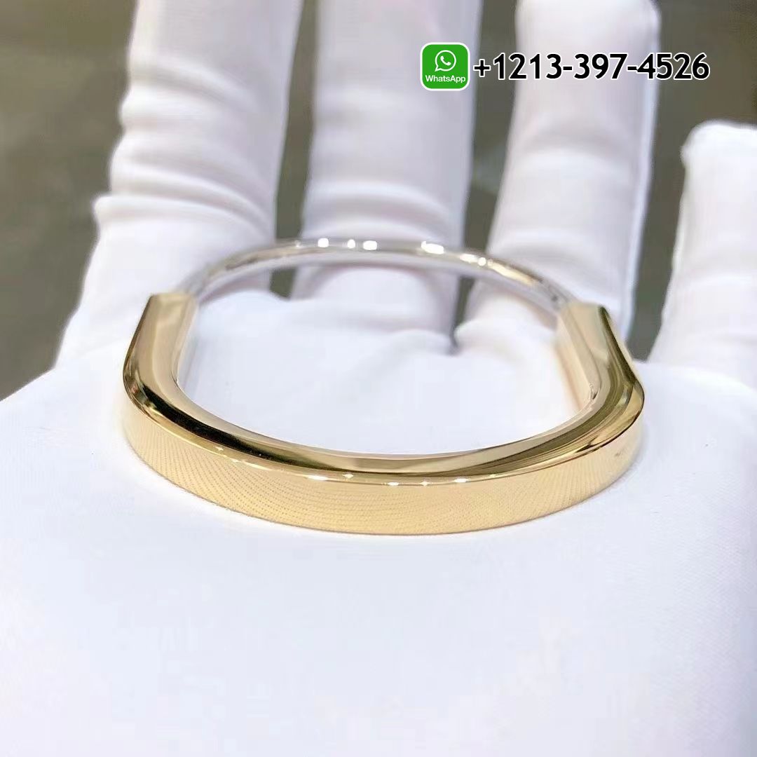 Tiffany Lock Bangle in 18k Yellow and White Gold Half Pavé Diamonds Bracelet
