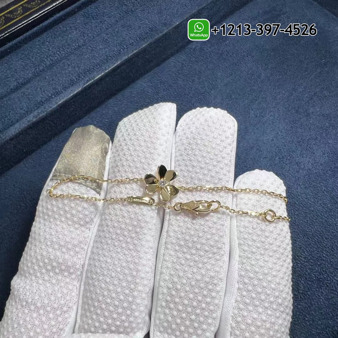 Van Cleef & Arpels Frivole 18K Yellow Gold Diamond Mini Model Bracelet VCARPJMM00