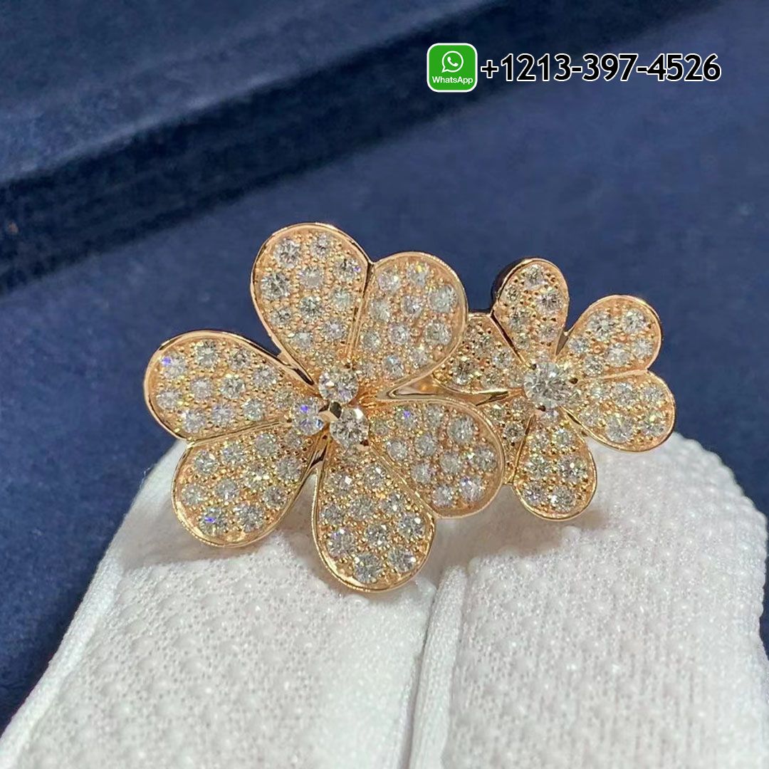 Van Cleef & Arpels Frivole Pave Diamond 18k Rose Gold Between The Finger Ring VCARP7RK00