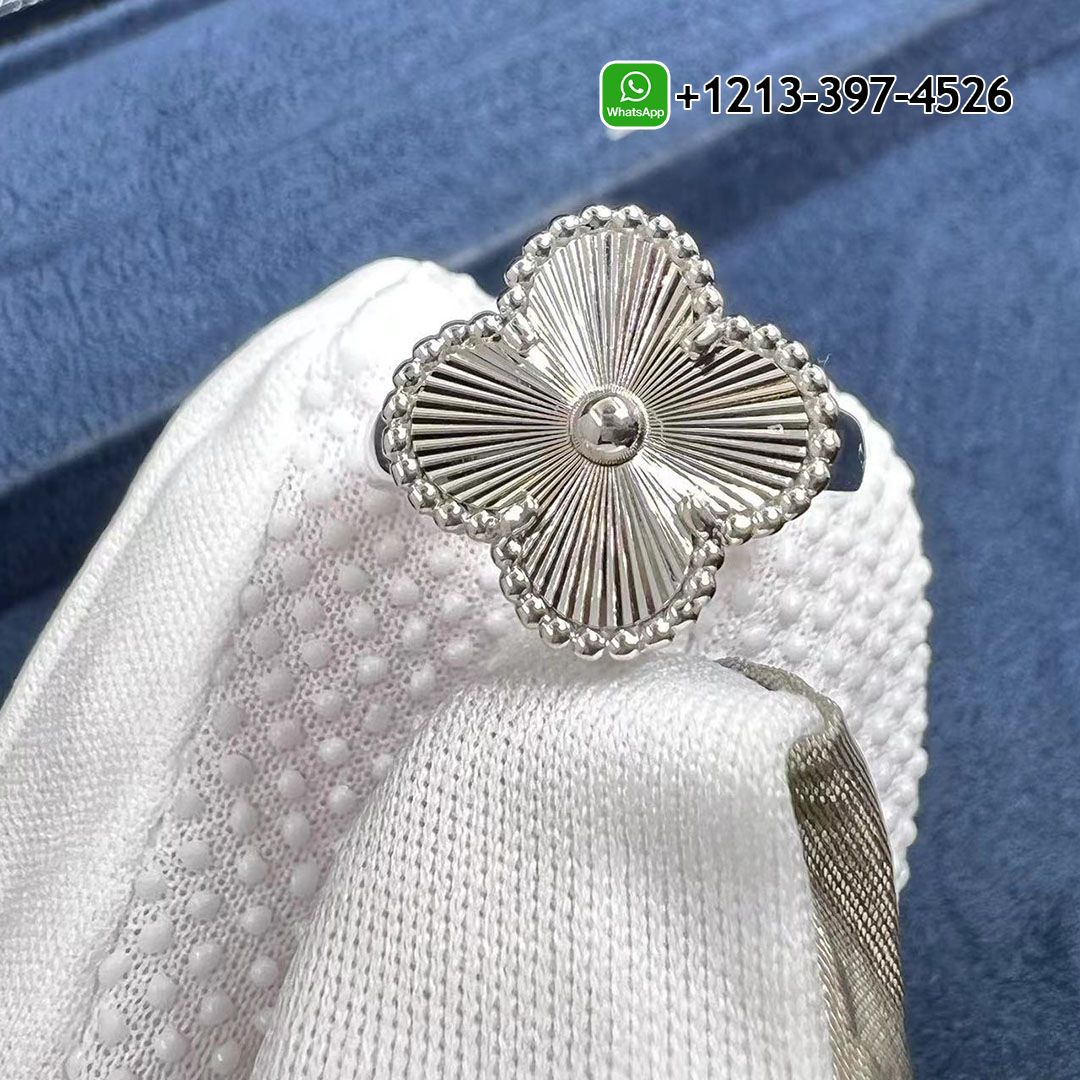 Van Cleef & Arpels Guilloche 18K White Gold Vintage Alhambra Ring VCARP9XI00