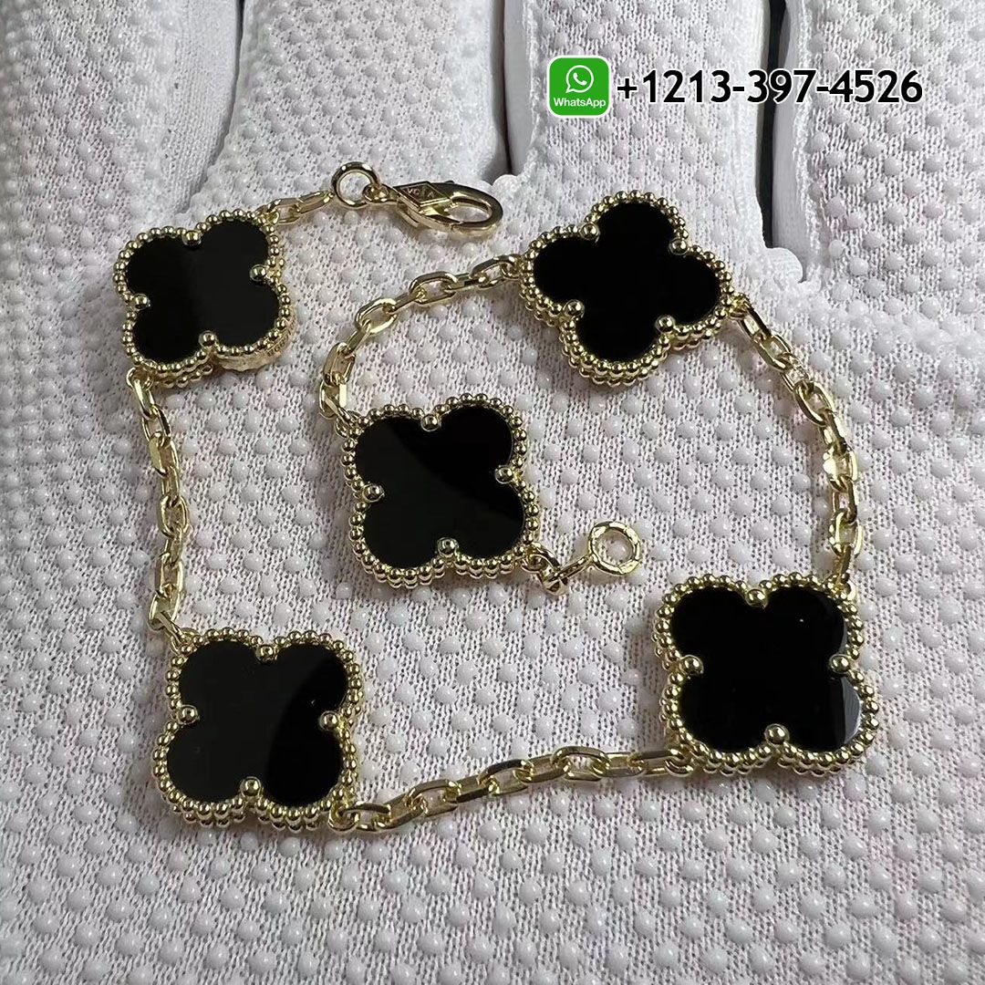 Van Cleef & Arpels Vintage Alhambra 5 Motif 18K Yellow Gold Bracelet VCARA41300