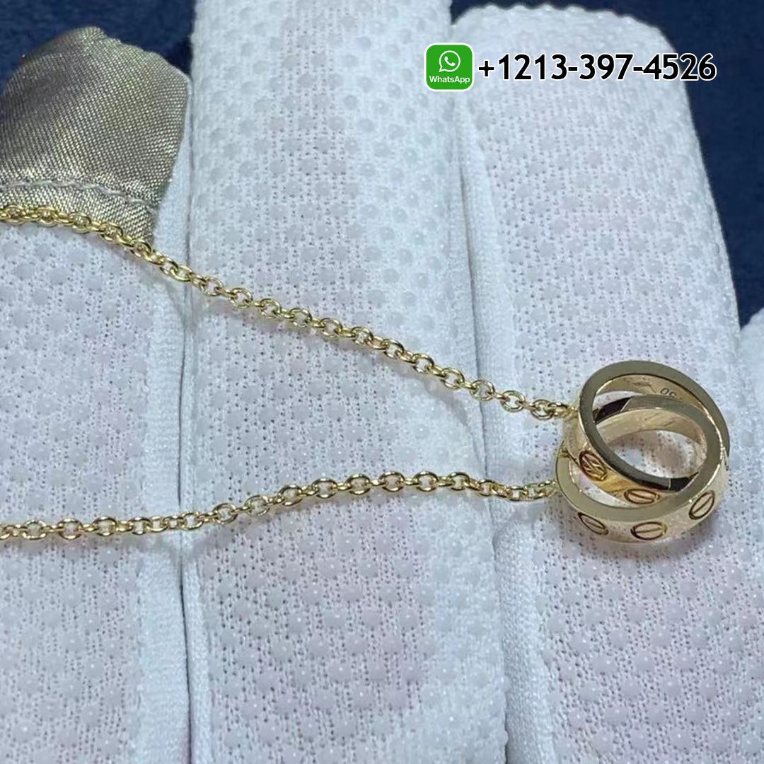 Authentic Cartier 18k Yellow Gold Love 2 Hoops Gold Chain Necklace B7212400
