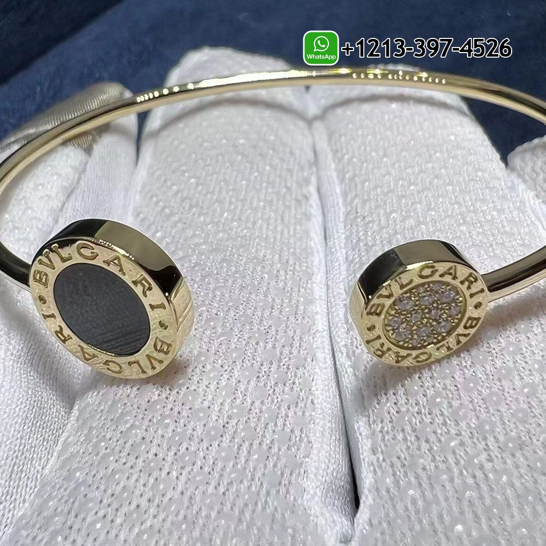 BVLGARI BVLGARI 18 kt yellow gold bracelet set with onyx element and pavé diamonds