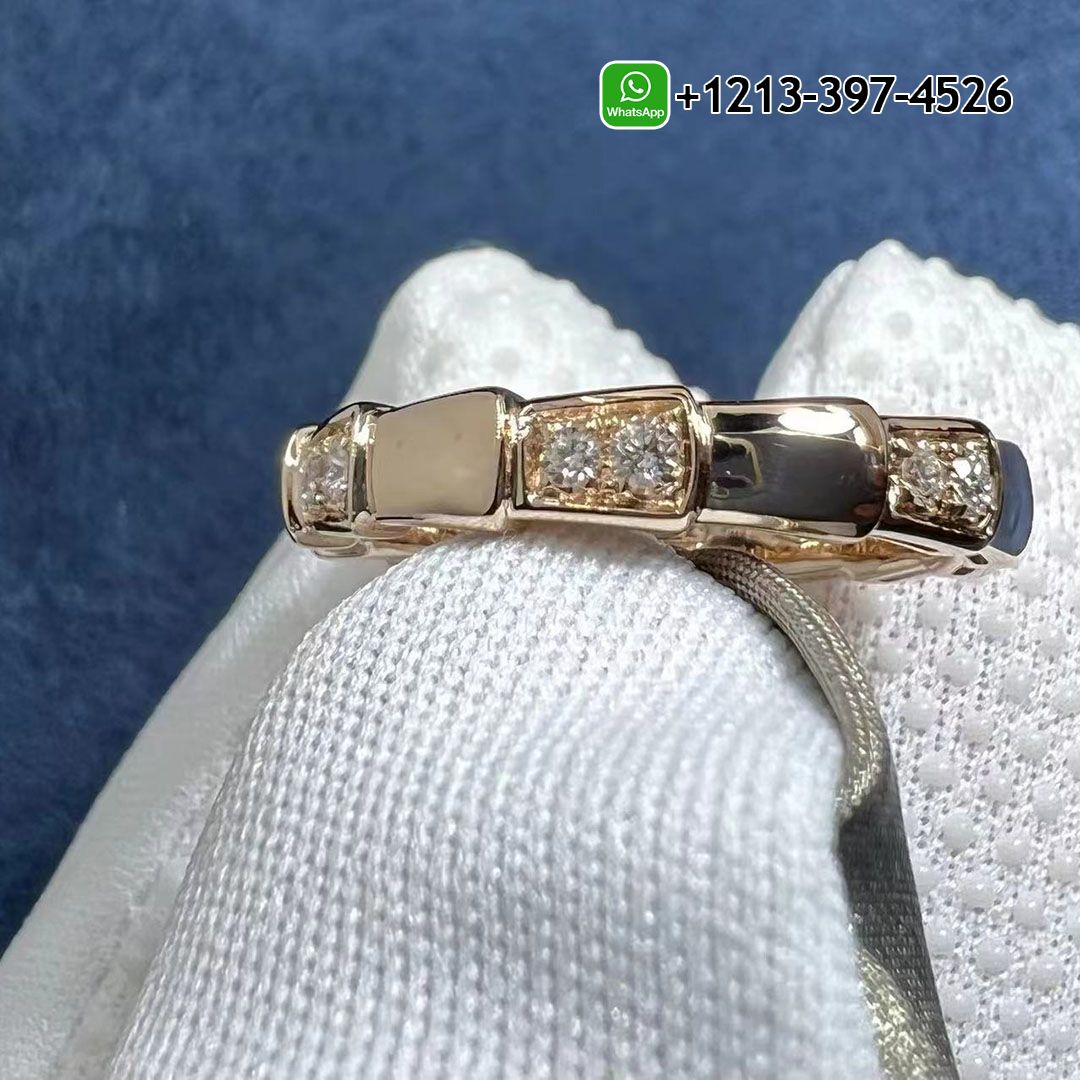 Bulgari Serpenti Viper band ring in 18 kt rose gold, set with demi-pavé diamonds Ref.: 353277