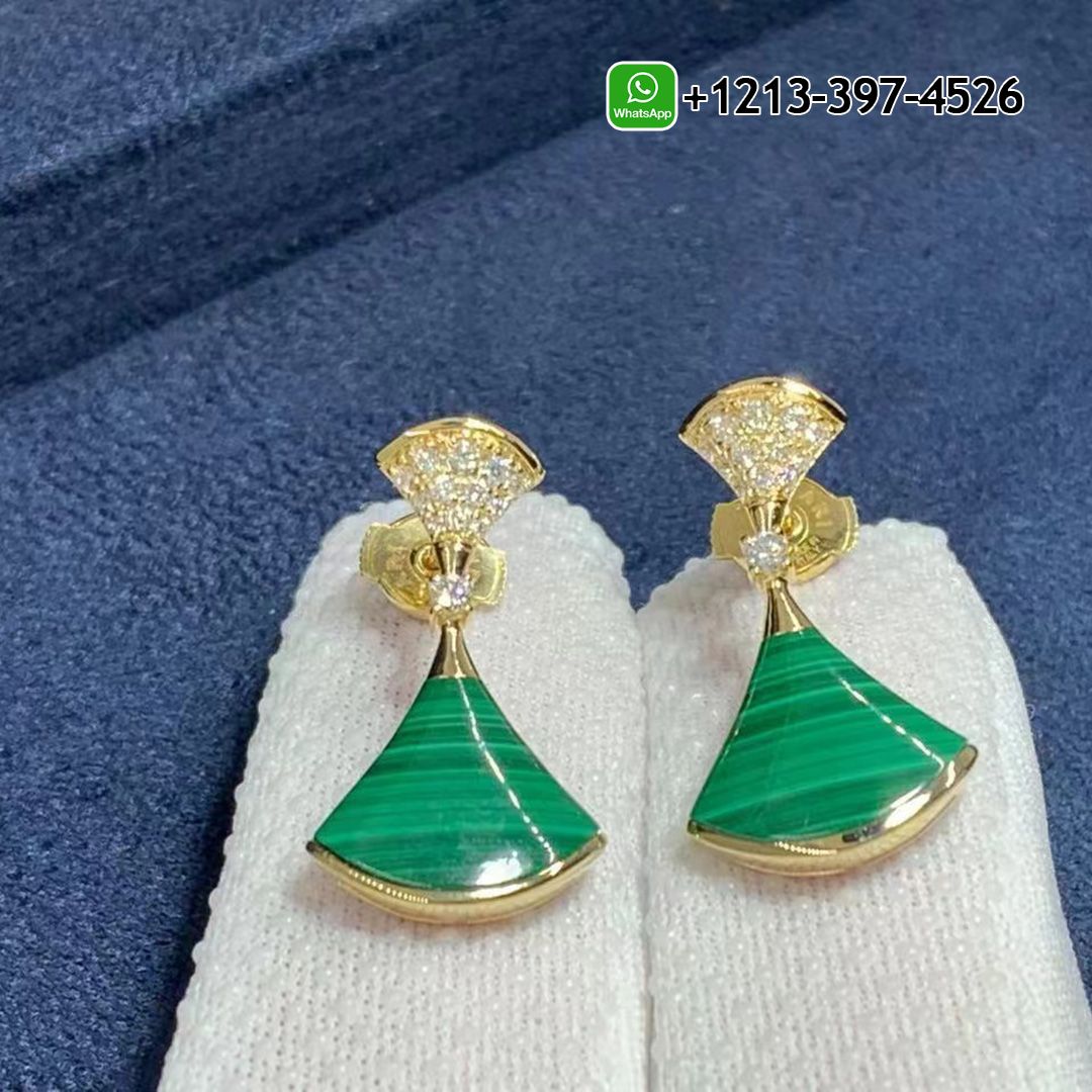 Bvlgari Diva’s Dream 18K Yellow Gold Malachite and Diamond Earrings