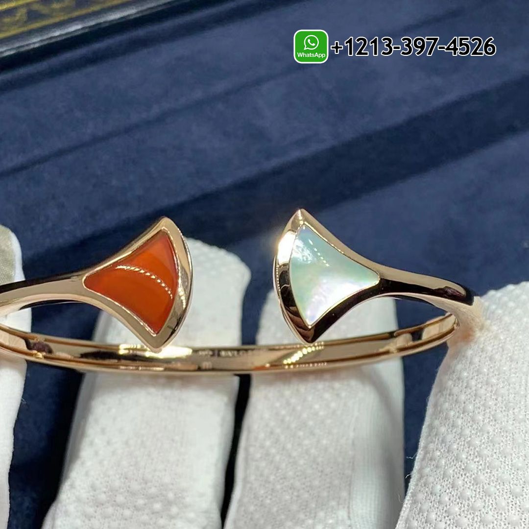 Bvlgari Divas’ Dream Carnelian Mother of Pearl 18K Rose Gold Open Cuff Bracelet