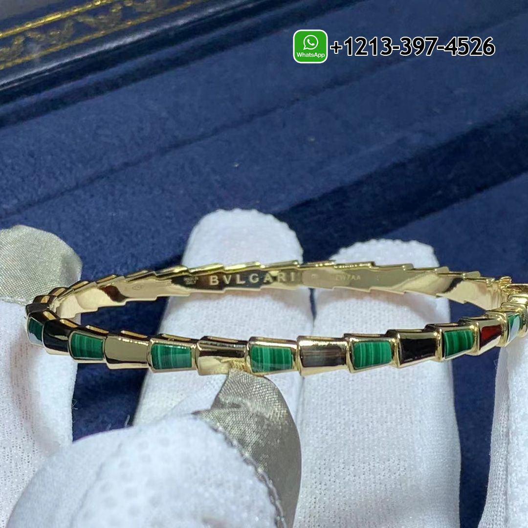 Bvlgari Serpenti 18k Yellow Gold Set With Malachite Elements Bracelet