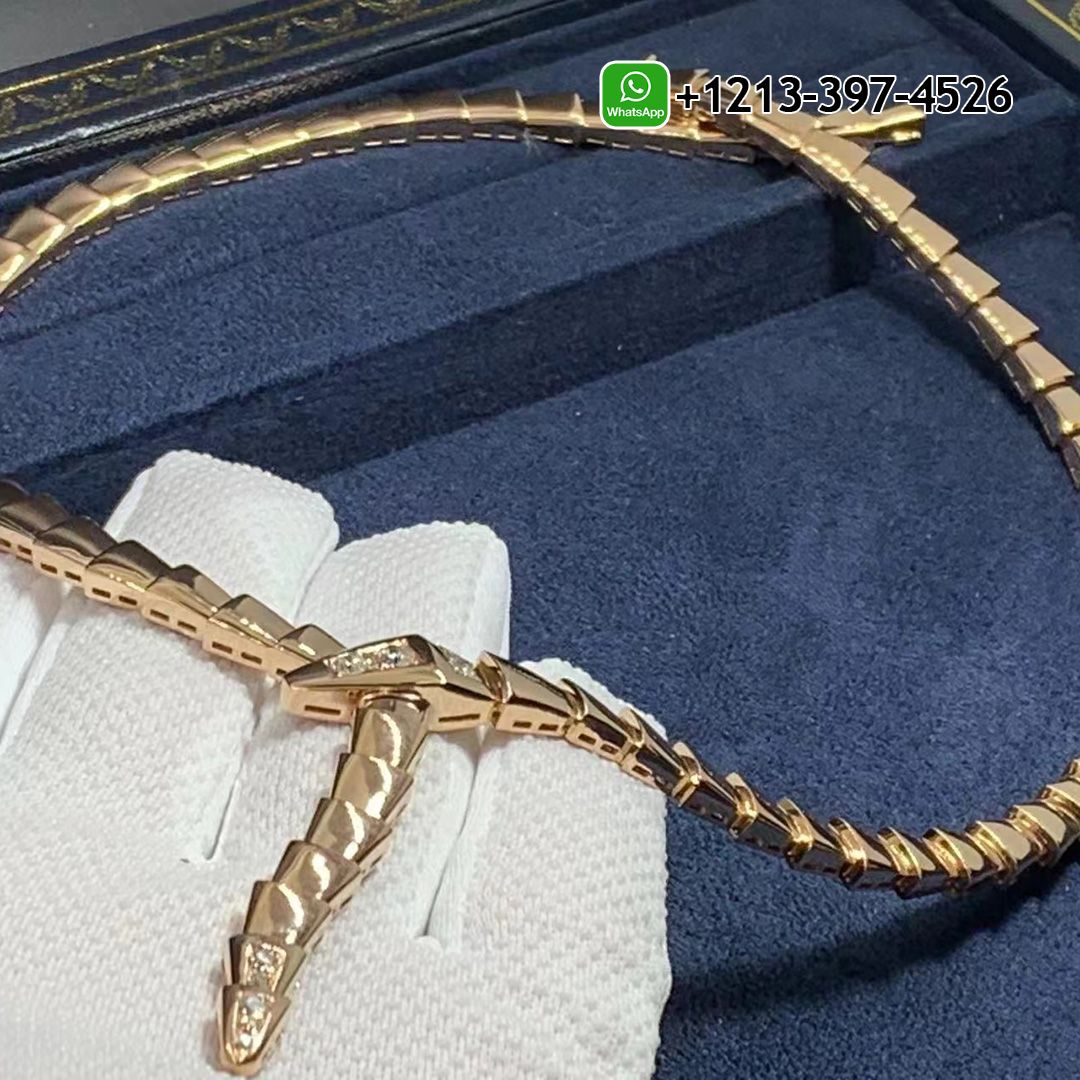 Bvlgari Serpenti Viper 18k Rose Gold with Demi Pavé Diamonds Necklace
