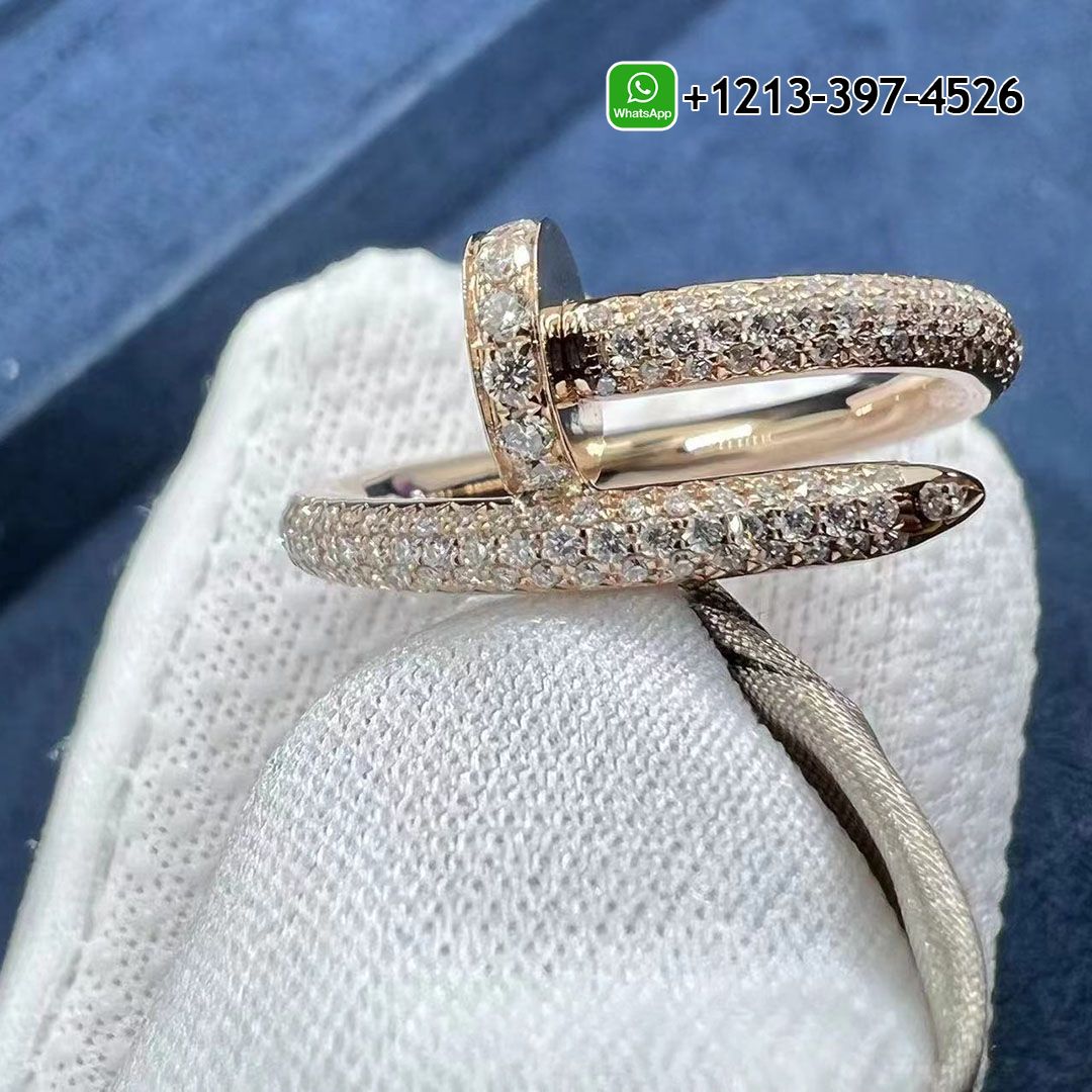 Cartier 18K Rose Gold Full Pave Diamond Juste Un Clou Nail Ring N4748600