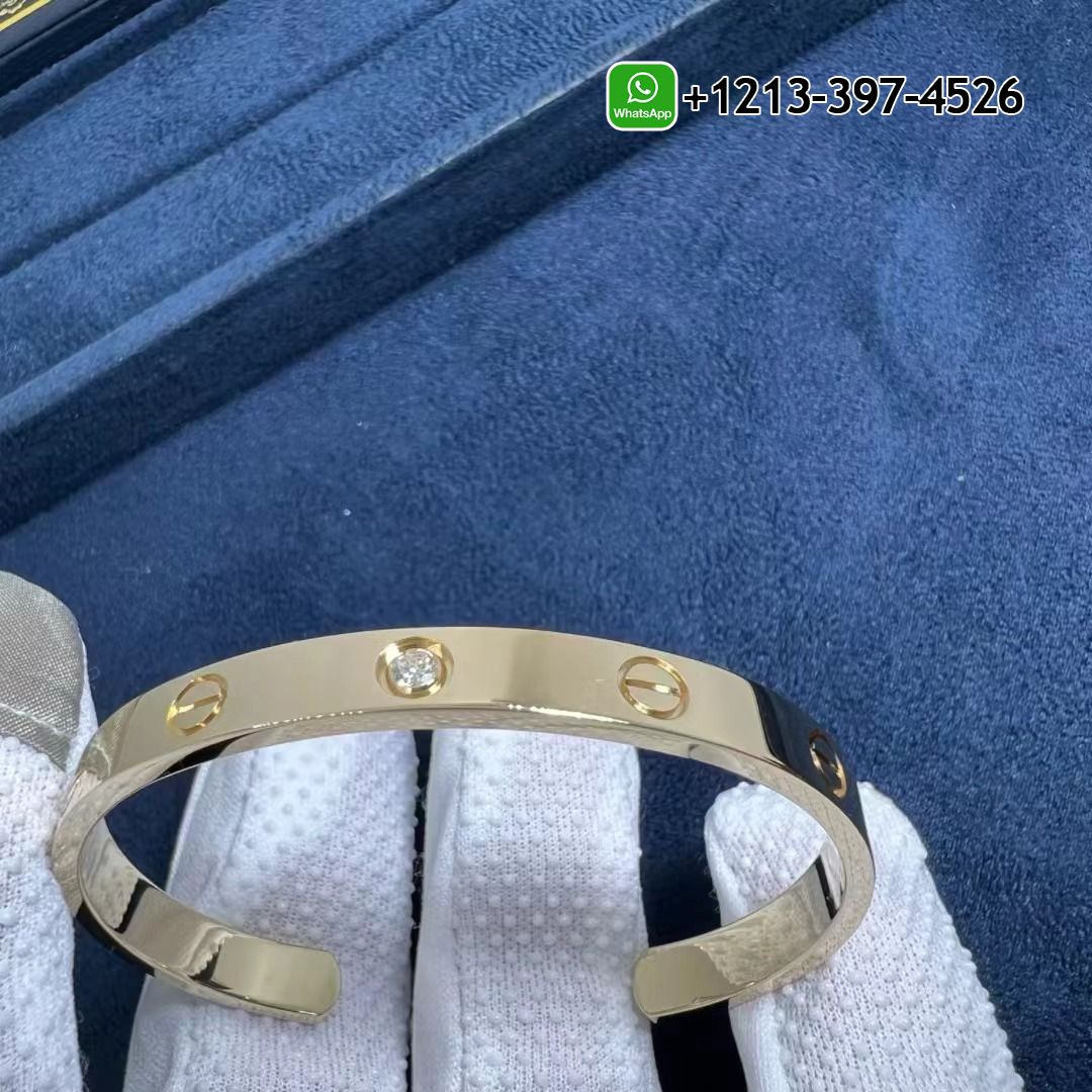 Cartier 18K Yellow Gold 1 Diamond Love Open Cuff Bracelet B6029817