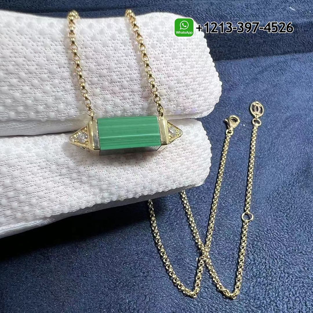 Cartier 18K Yellow Gold Diamond & Malachite Medium Model Les Berlingots de Cartier Necklace B7224782