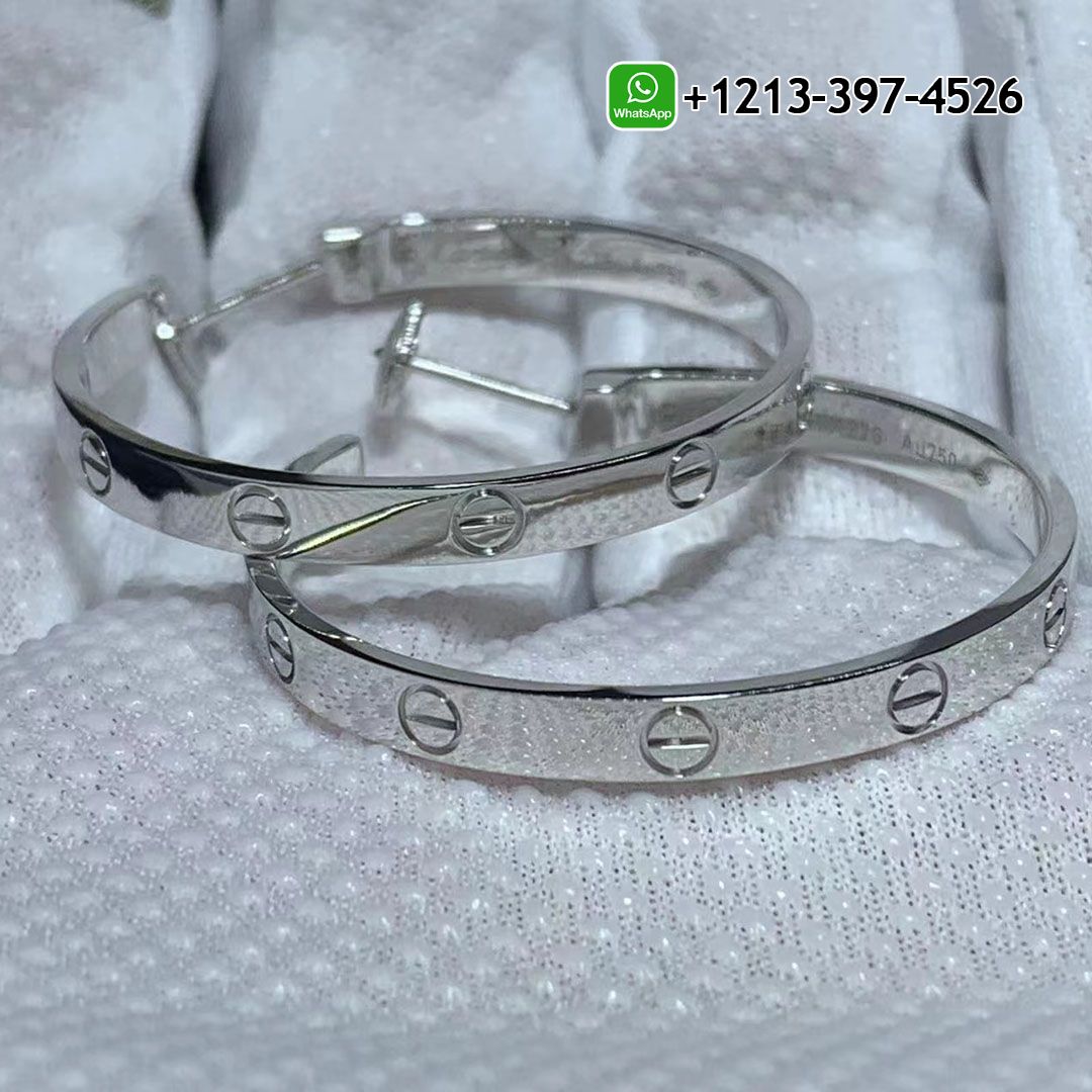 Cartier 18k White Gold LOVE 32.6mm Hoop Earrings B8028300
