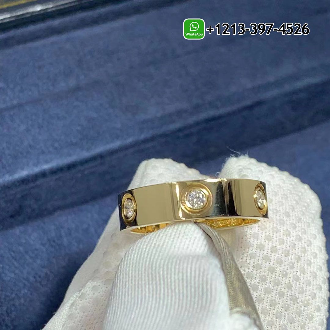 Cartier 18k Yellow Gold 5.5MM Band 6 Diamond LOVE Ring B4097500