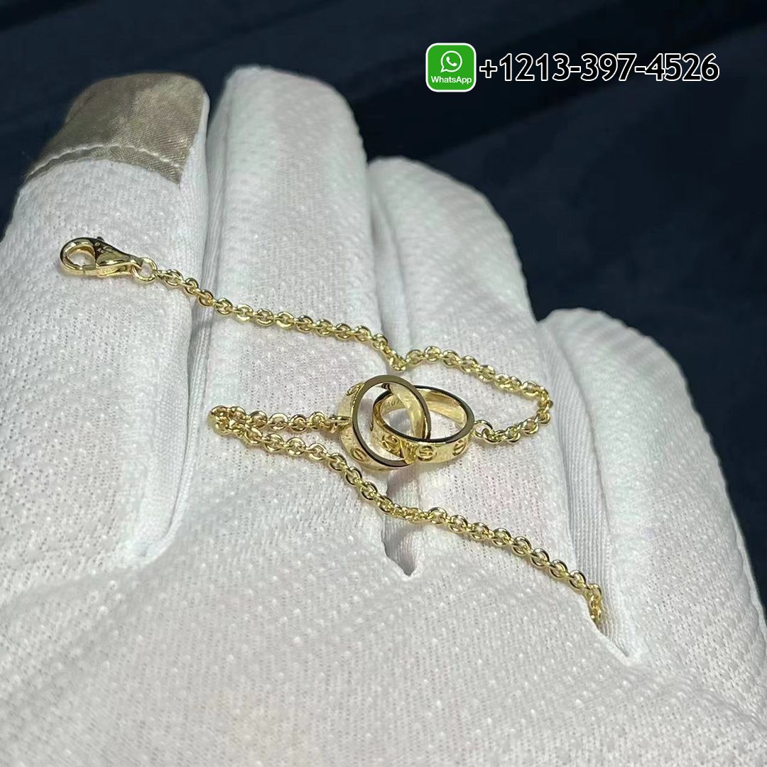 Cartier 18k Yellow Gold Love 2 Hoops Gold Chain Bracelet B6027100