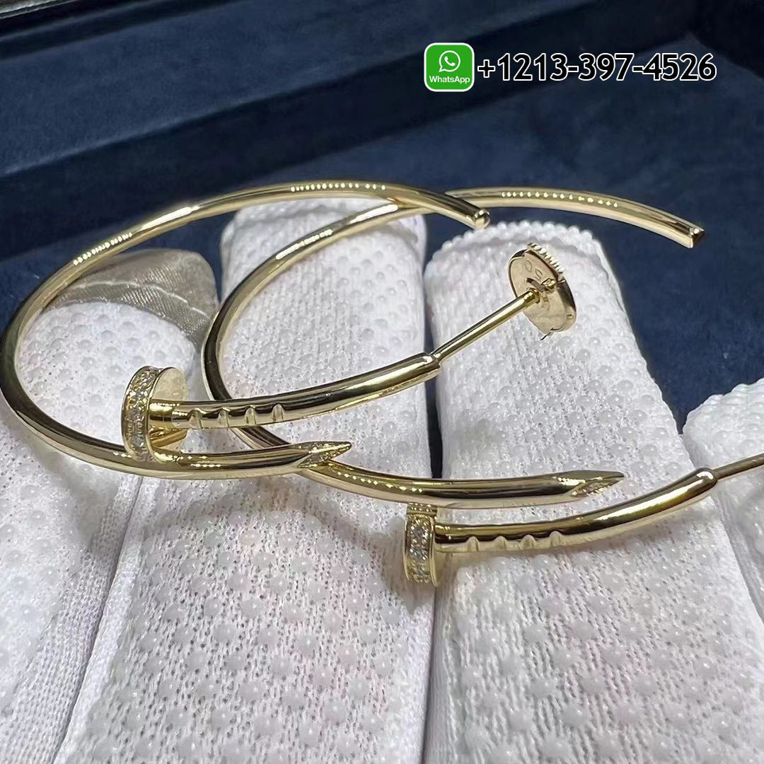 Cartier Juste un Clou 18k Yellow Gold Diamonds Large Model Nail Hoop Earrings