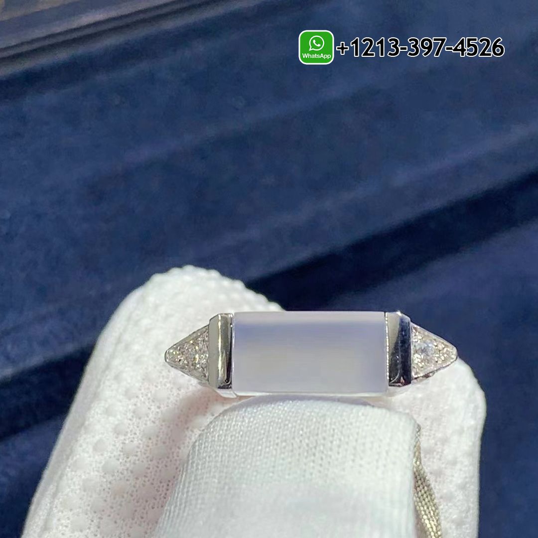 Cartier Les Berlingots de Cartier 18k White Gold Blue Chalcedony Diamond Ring B4234800
