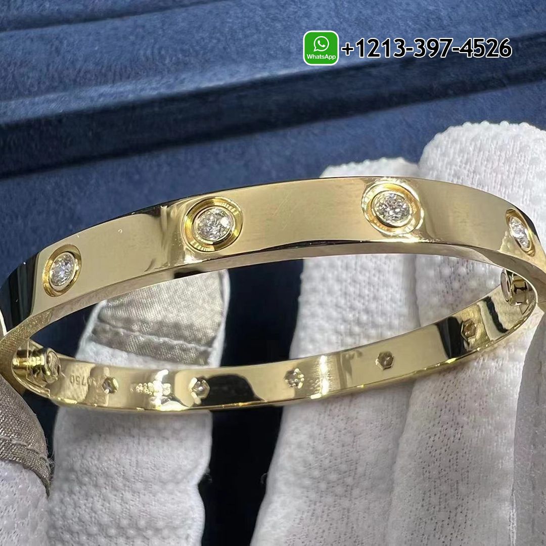 Cartier Love 10 Diamond 18k Yellow Gold Bangle Bracelet B6070317