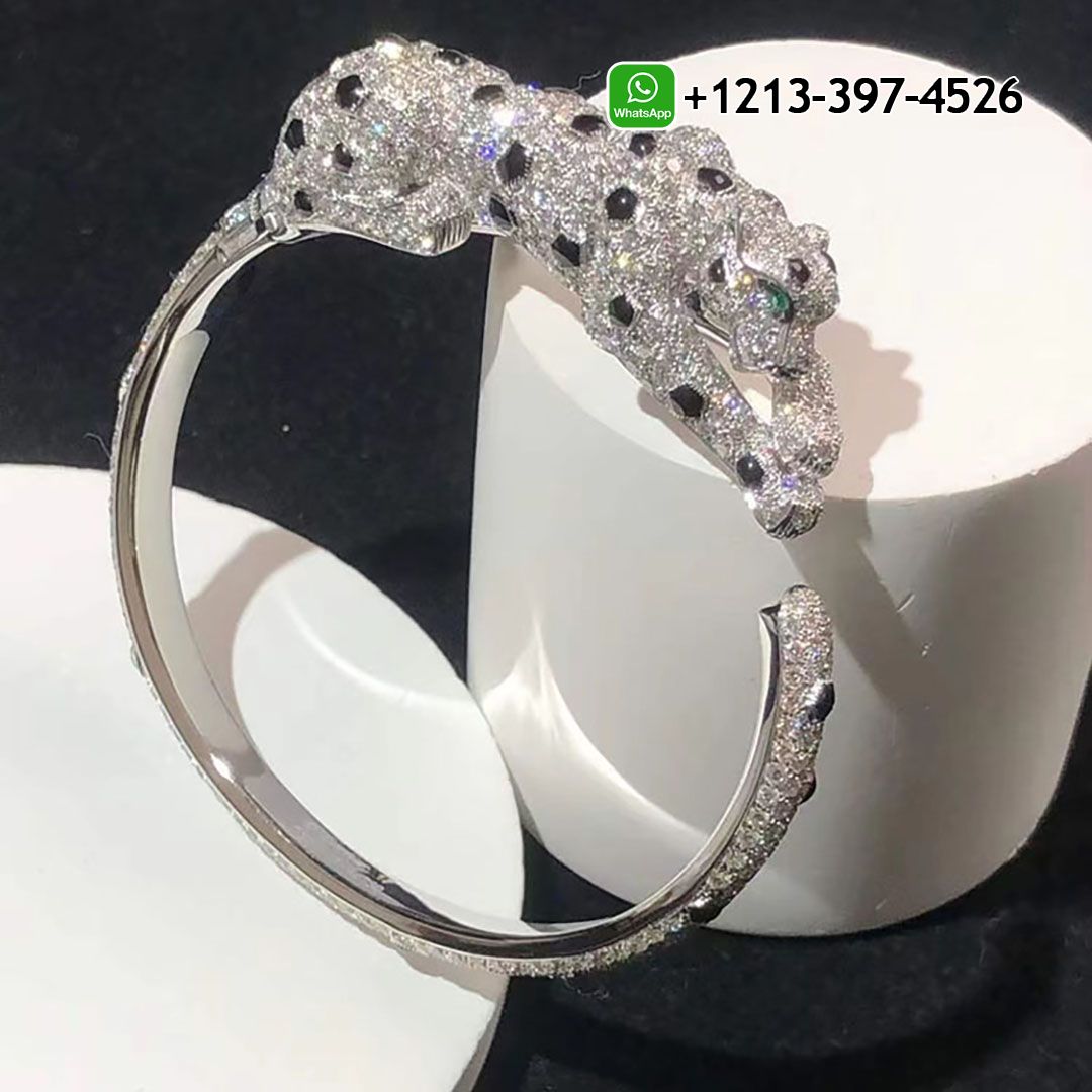 Cartier Panthère de Cartier 18k White Gold Pave Diamonds High Jewelry Bracelet H6019717