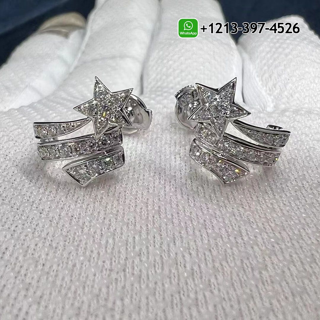 Chanel étoile Filante 18K White Gold Diamond Earrings