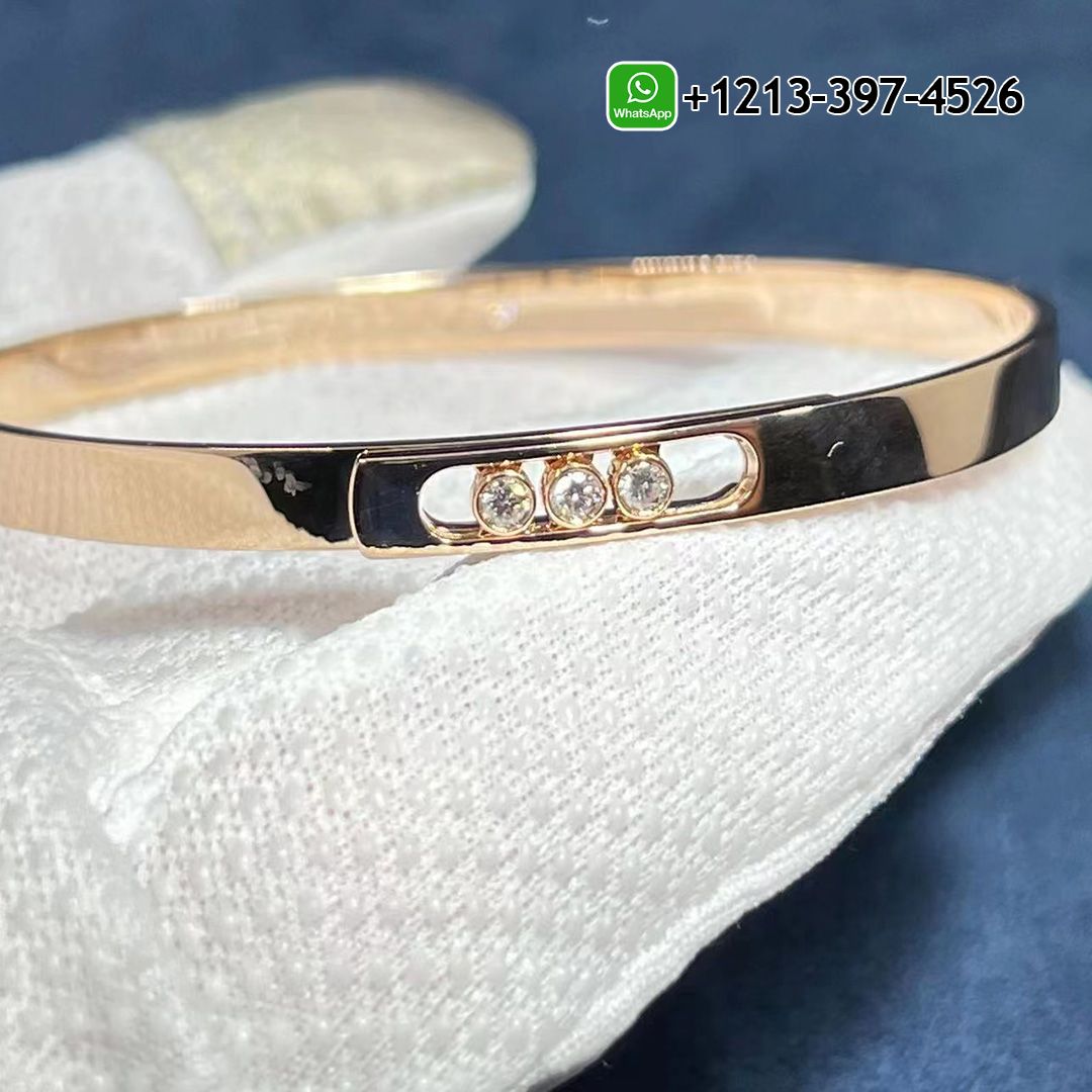 Messika 18K Rose Gold 3 Diamond Move Noa Bangle Bracelet