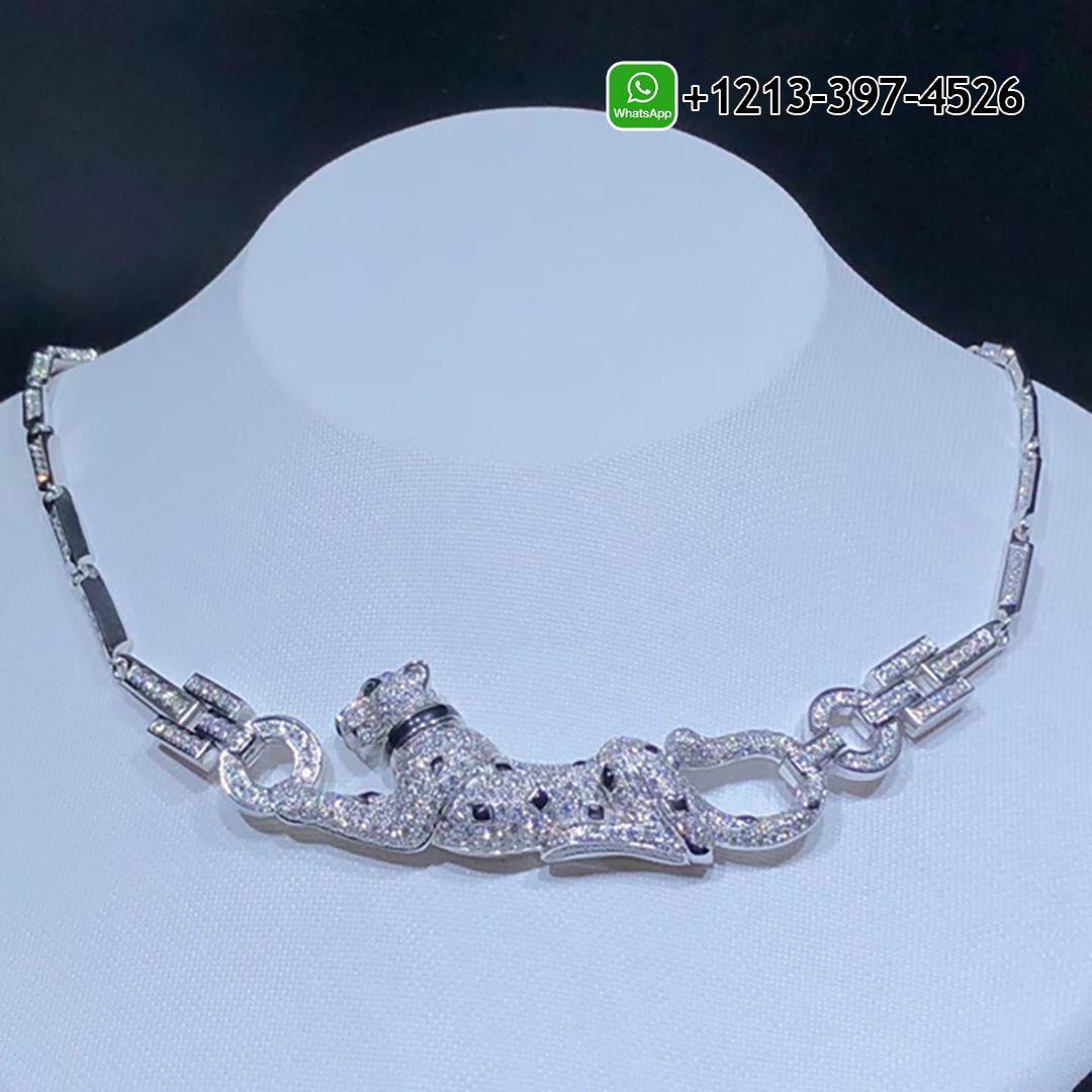Panthere de Cartier 18K White Gold Full Pave Diamond Necklace N7048700