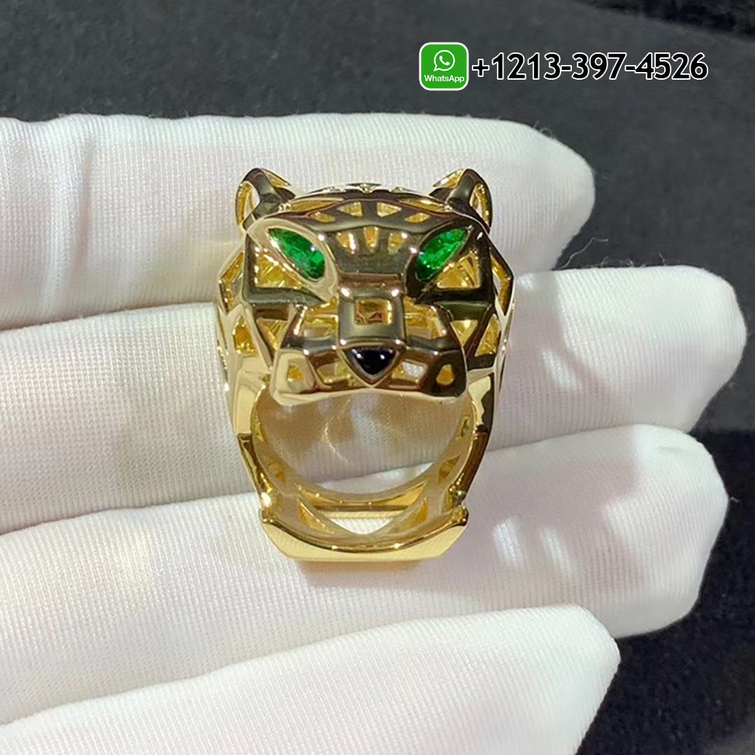 Panthère de Cartier 18K Yellow Gold Tsavorite Garnet and Onyx Ring N4722500