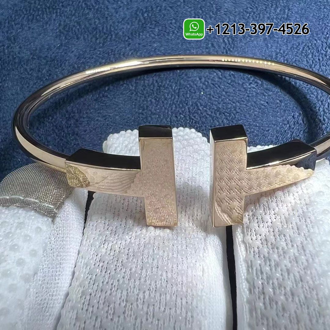 Tiffany 18k Rose Gold T Wide Wire Bracelet