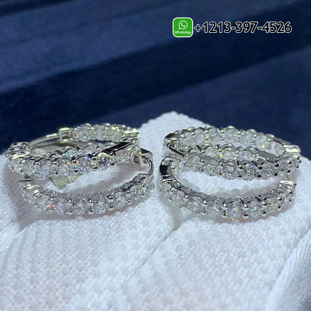 Tiffany 18k White Gold Medium Diamond Hoop Earrings