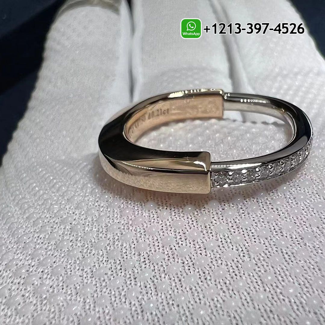 Tiffany Lock 18K Rose and White Gold with Diamonds Ring