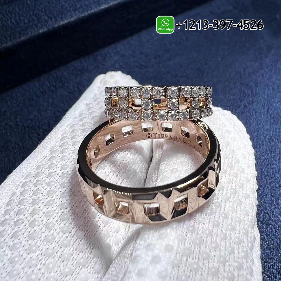 Tiffany T True Wide 18K Rose Gold Diamond Ring