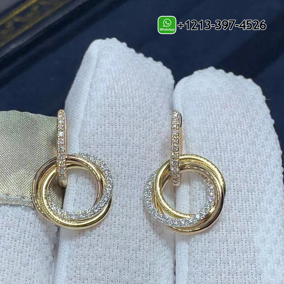 Trinity 18ct rose, white and yellow-gold and diamond earrings B8301259