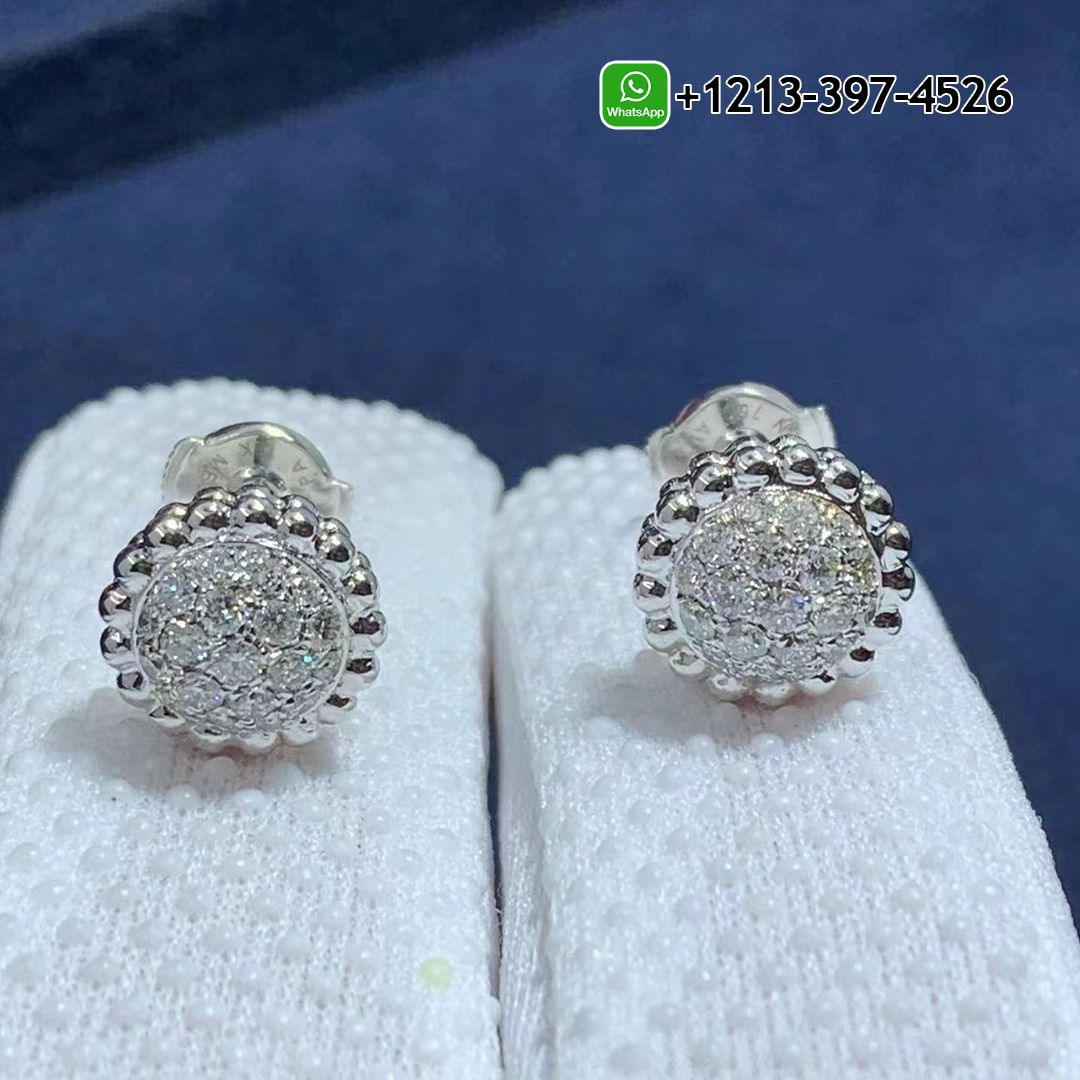 Van Cleef & Arpels 18K White Gold Perlée Diamond Earrings VCARO9PF00