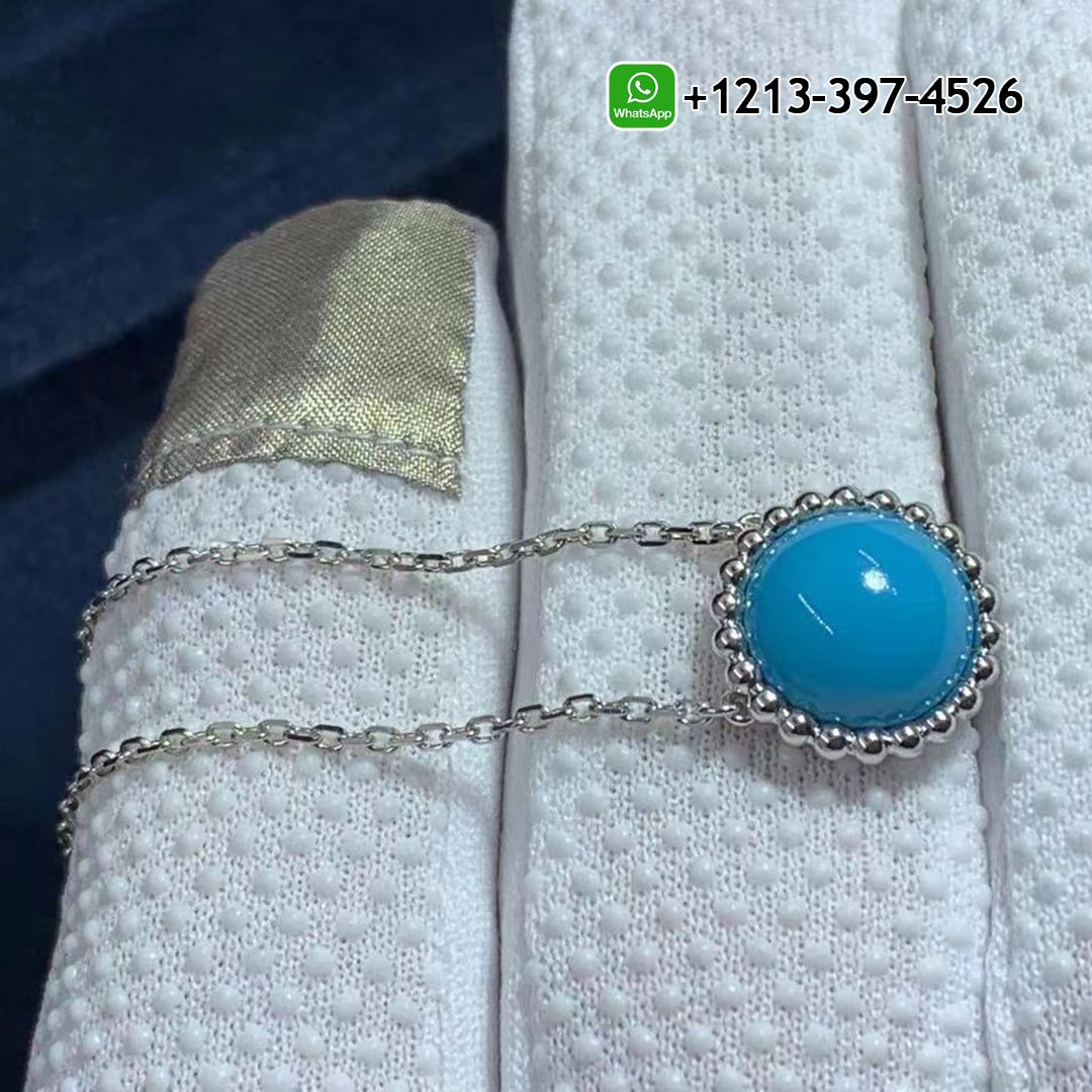 Van Cleef & Arpels 18K White Gold Turquoise Perlee Couleurs Pendant Necklace VCARP4DN00