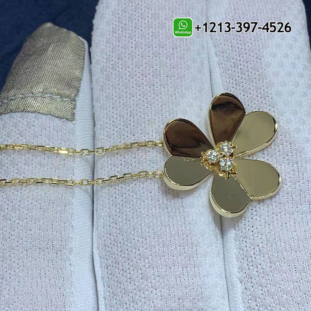 Van Cleef & Arpels 18k Yellow Gold 0.16ct Diamond Large Model Frivole Pendant Necklace VCARC96800