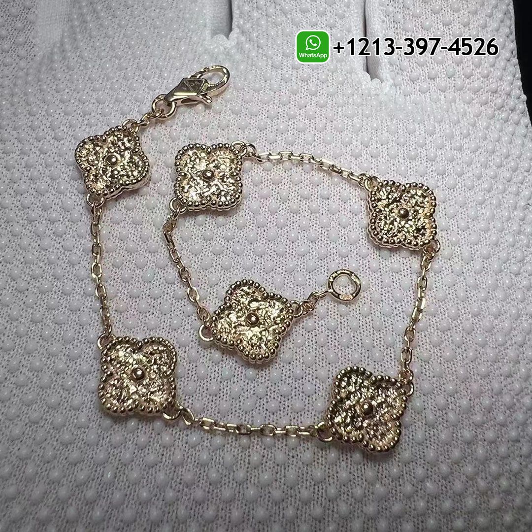 Van Cleef & Arpels 6 Motifs 18K Rose Gold Sweet Alhambra Bracelet VCARO8DD00